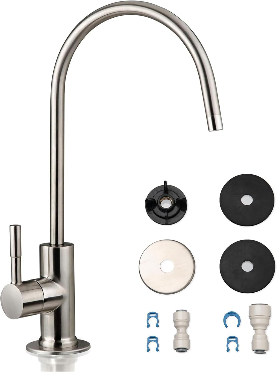 GA1-BN Drinking Water RO Faucet for Kitchen Sink, Heavy-Duty Lead-Free Reverse Osmosis Faucet for RO Water Filtration System, Non-Air Gap 100% Stainless Steel RO Faucet, Brushed Nickel Finish
