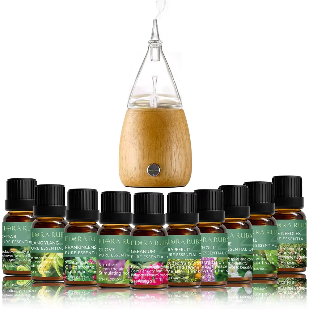 Essential Oils for Diffusers Lavender Eucalyptus Tea Tree Peppermint Rosemary Mint Bergamot Lemon Rose Pure Essential Oil 10Ml