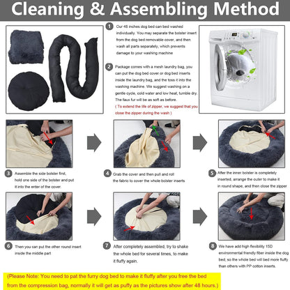 Jumbo plus Orthopedic Dog Bed with Removable Cover for Extra Large Breed Dogs with Zippered Closure Orthopedic Burrow Pet Bed 48 Inches Faux Fur for Senior Dogs Machine Washable