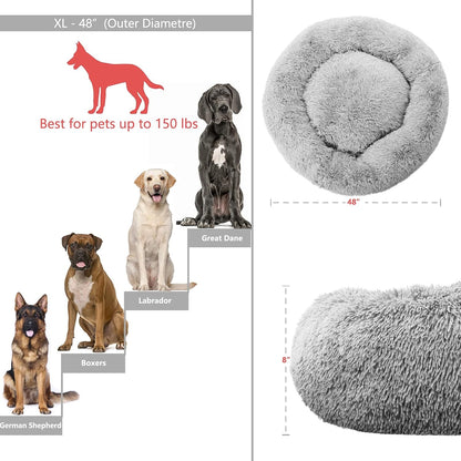 Jumbo plus Orthopedic Dog Bed with Removable Cover for Extra Large Breed Dogs with Zippered Closure Orthopedic Burrow Pet Bed 48 Inches Faux Fur for Senior Dogs Machine Washable