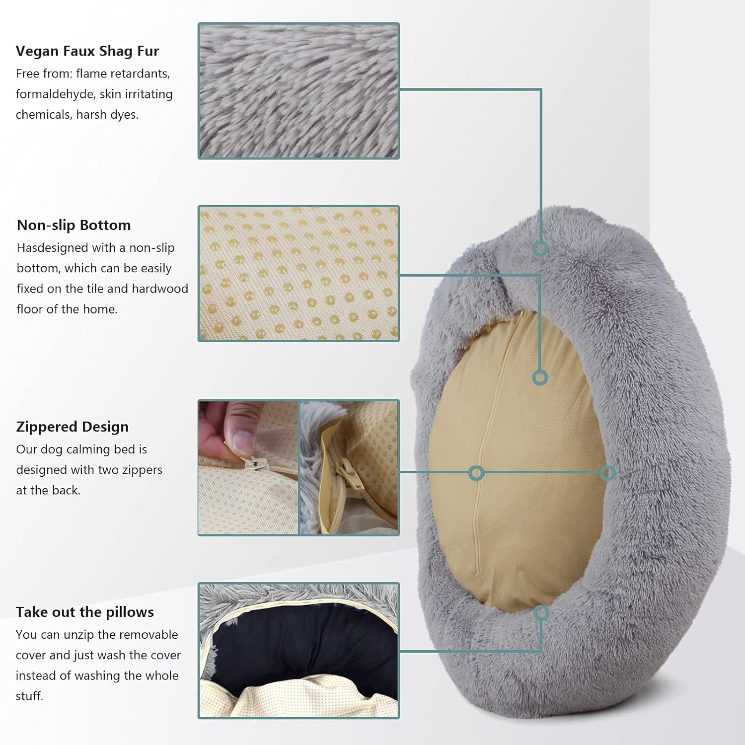 Jumbo plus Orthopedic Dog Bed with Removable Cover for Extra Large Breed Dogs with Zippered Closure Orthopedic Burrow Pet Bed 48 Inches Faux Fur for Senior Dogs Machine Washable