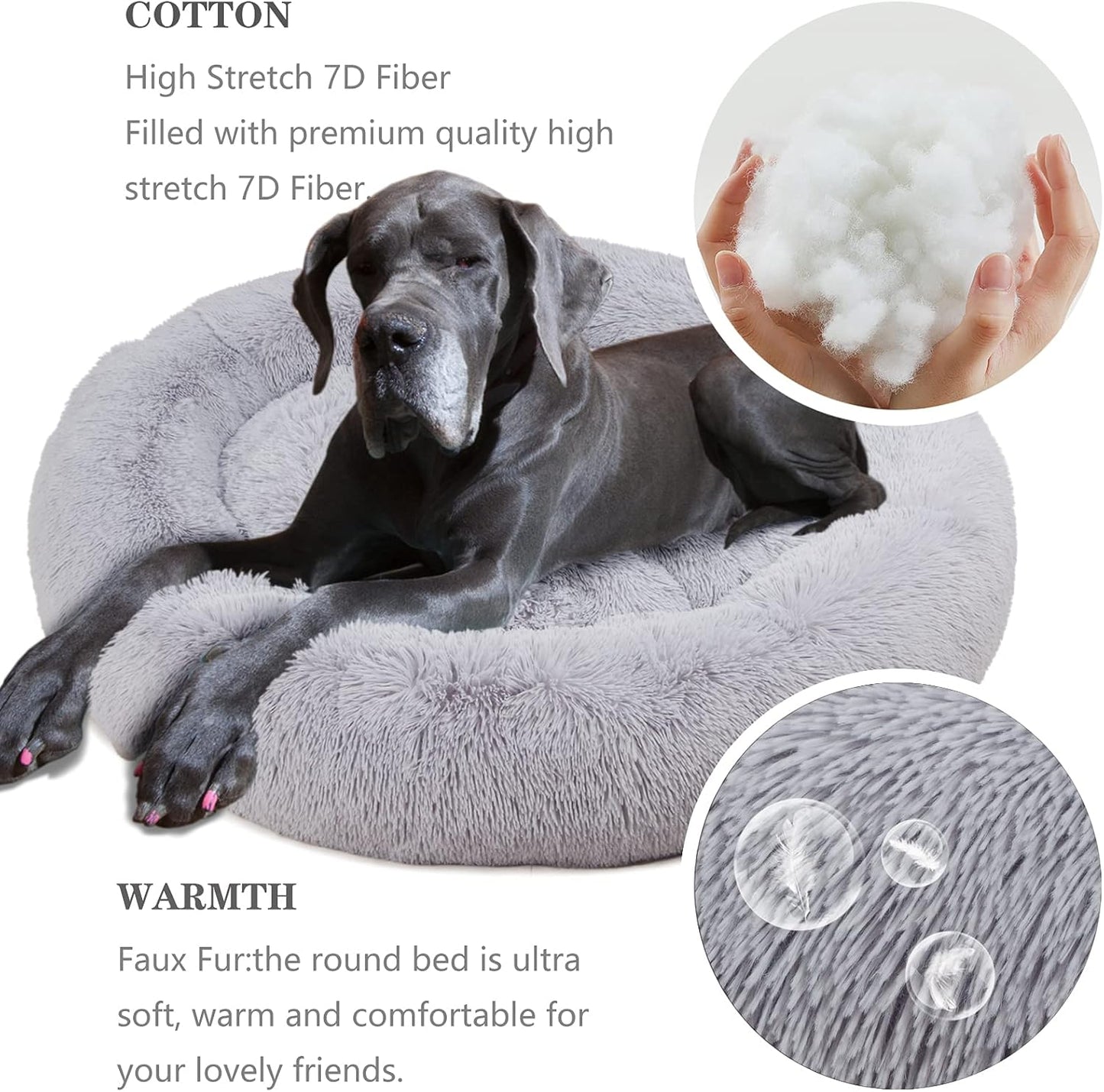 Jumbo plus Orthopedic Dog Bed with Removable Cover for Extra Large Breed Dogs with Zippered Closure Orthopedic Burrow Pet Bed 48 Inches Faux Fur for Senior Dogs Machine Washable