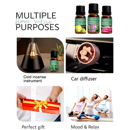 Essential Oils for Diffusers Lavender Eucalyptus Tea Tree Peppermint Rosemary Mint Bergamot Lemon Rose Pure Essential Oil 10Ml