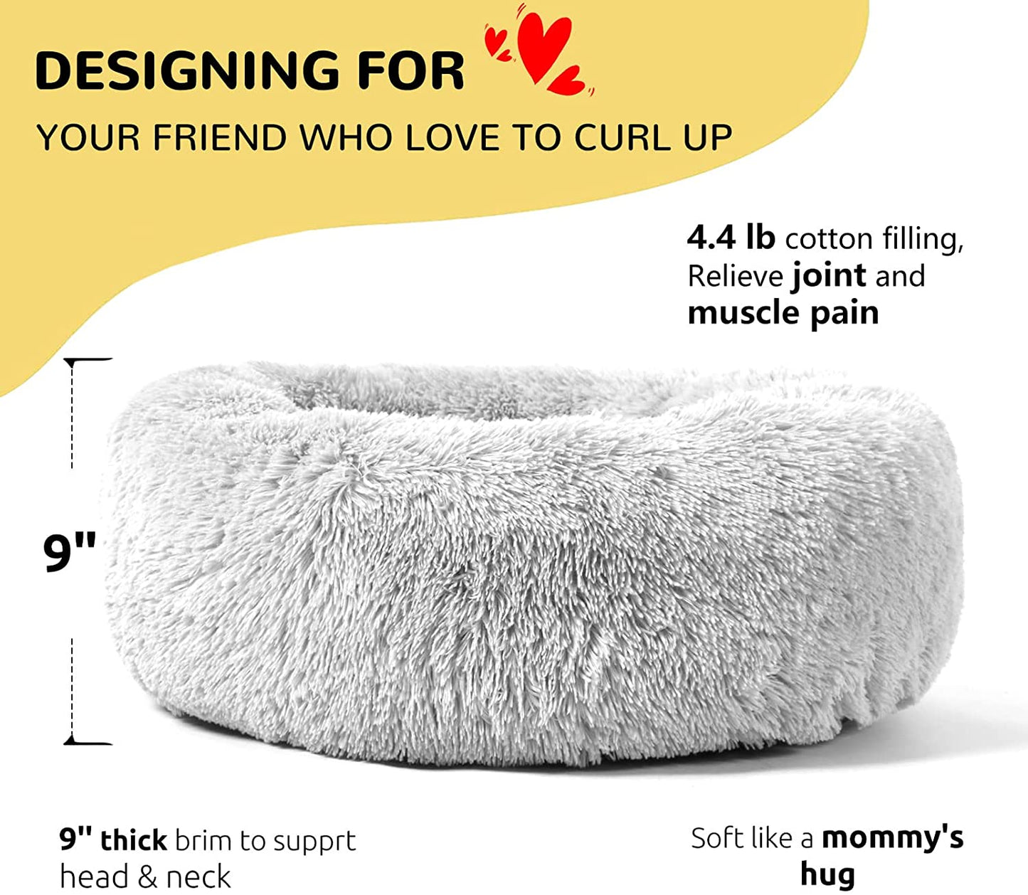 Calming Donut Dog Cuddler, Medium Large Dog Bed, 30''